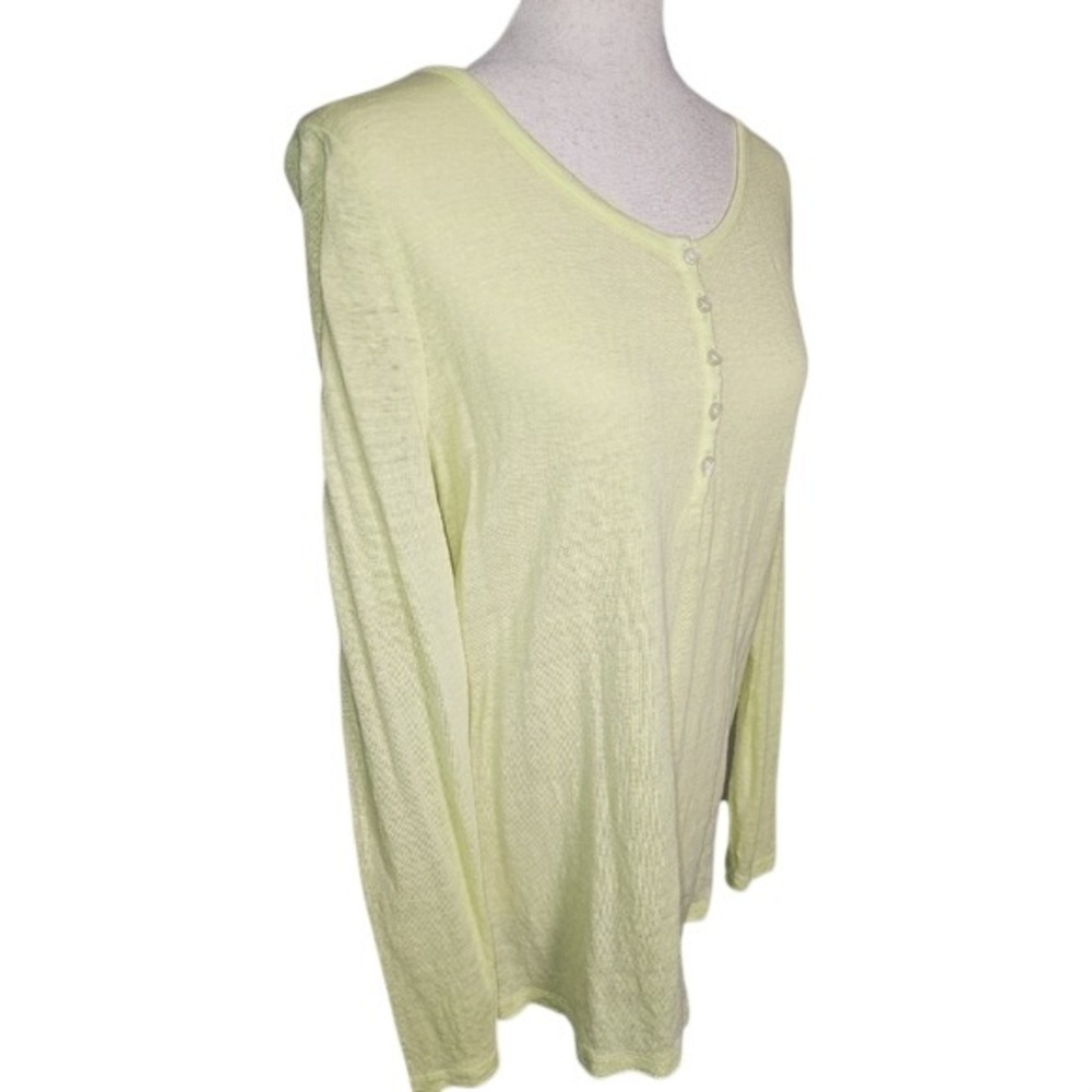 100% LINEN Banana Republic Yellow Henly Long Sleeve Top XL